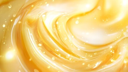 Aufkleber - Mesmerizing golden liquid texture with dynamic flowing and swirling movements  This abstract visually striking background evokes a sense of indulgence luxury and natural elegance