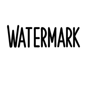  Watermark text icon in black and white outline style