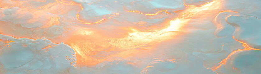 Aufkleber - Polished Venetian plaster with warm light effect on bright background showcasing artistic texture