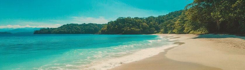 Poster - Bright white sand beach with turquoise water inviting relaxation and tranquility