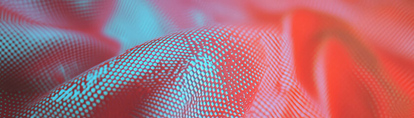 Poster - Close-up view of woven textile with halftone dots highlighting unique surface textures