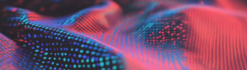 Poster - Close up of a woven textile highlighting halftone dots and texture effects in vibrant colors