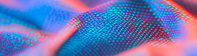 Aufkleber - Close up of woven textile showcasing halftone texture in vibrant colors