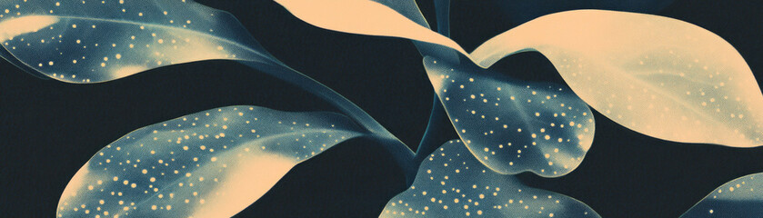 Poster - Close-up view of a leaf exhibiting halftone texture highlighting intricate veins
