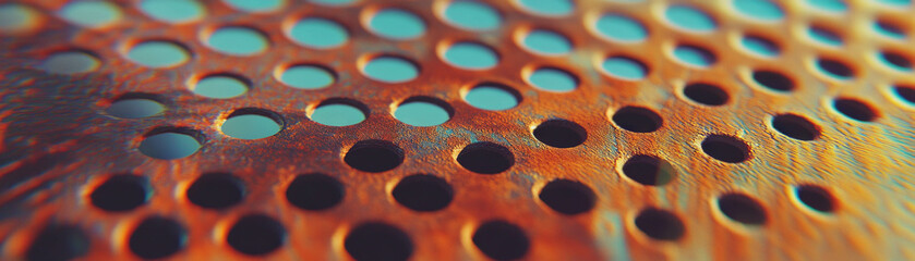 Poster - Close-up view of a textured metal surface featuring rust and halftone dot pattern