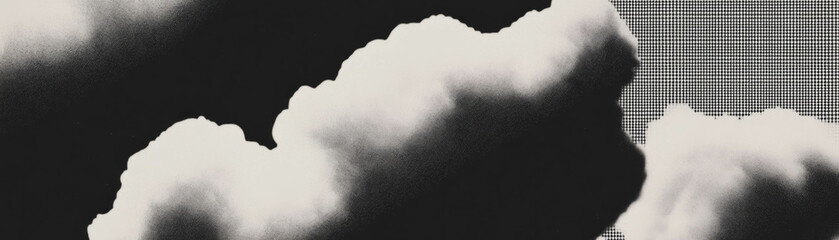 Poster - Close-up view of clouds with halftone texture creating a unique sky perspective