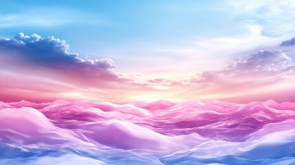 Wall Mural - Breathtaking sunset panorama, vibrant pink and blue hues across a cloudy sky stunning