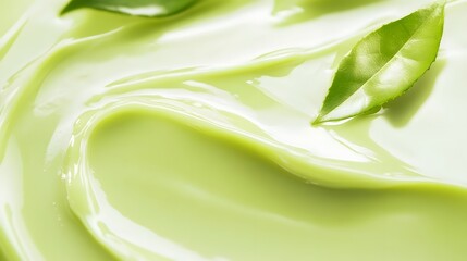Aufkleber - Vibrant green foliage swirls in a soft blurred background with a smooth minimalist texture  The image conveys a sense of organic harmony freshness and natural purity
