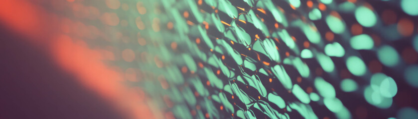 Poster - Close-up view of woven metal mesh displaying intricate halftone patterns and textures