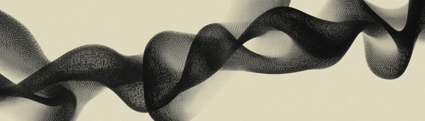 Poster - Complex network of curved lines showcasing halftone texture against a grunge background