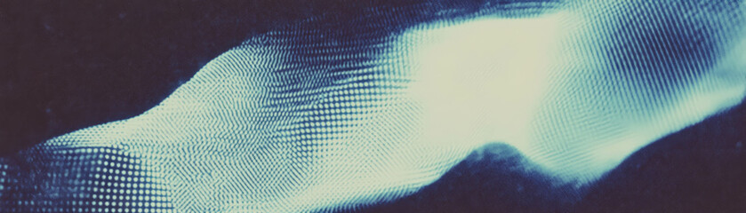 Poster - Complex network of intersecting lines with halftone texture in varied densities
