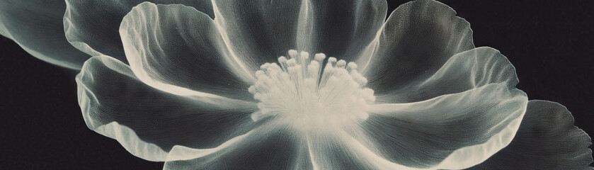 Poster - Delicate flower petals feature visible veins on a grunge halftone background