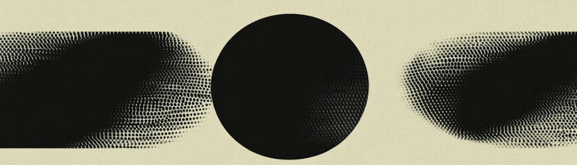 Poster - Fragmented circle with halftone texture showcasing contrasting elements in a grunge style
