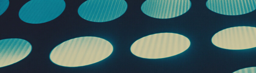 Poster - Grid of circles filled with unique halftone patterns on a grunge texture background
