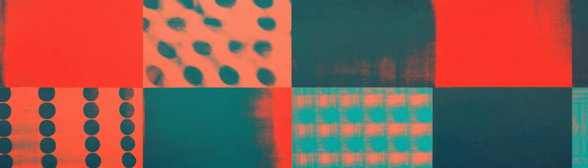 Aufkleber - Grid of squares filled with unique halftone patterns creates a textured visual experience