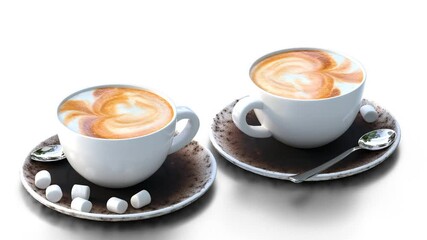 Wall Mural - two cup coffee with sugar candy