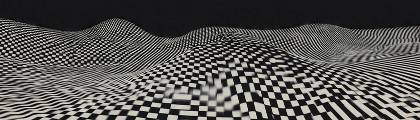 Poster - Dynamic squares rotating across a textured surface seen from above, creating visual depth