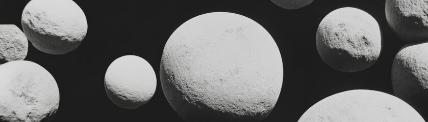 Poster - Pile of smooth stones viewed from above with halftone texture and varying sizes
