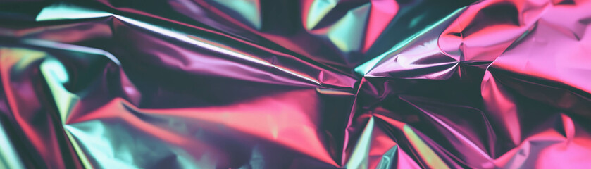 Poster - Close up view of crumpled foil showcasing intricate halftone texture and vibrant colors