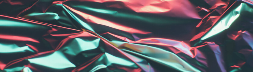 Poster - Close-up view of crumpled foil featuring vibrant halftone texture and folds