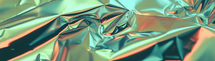 Poster - Close up of crumpled foil showcasing detailed halftone texture and folds