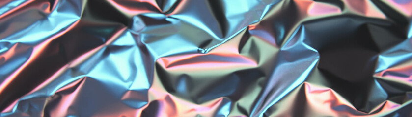 Poster - Close-up view of crumpled foil showcasing halftone texture and vibrant color gradients