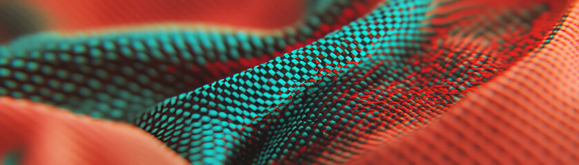 Poster - Close-up view of woven fabric with halftone texture highlighting intricate design details