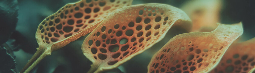 Poster - Captivating halftone texture of an open seed pod showcasing intricate details and patterns