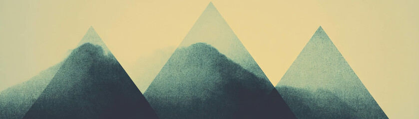 Poster - Overlapping triangles create dynamic halftone texture in abstract composition
