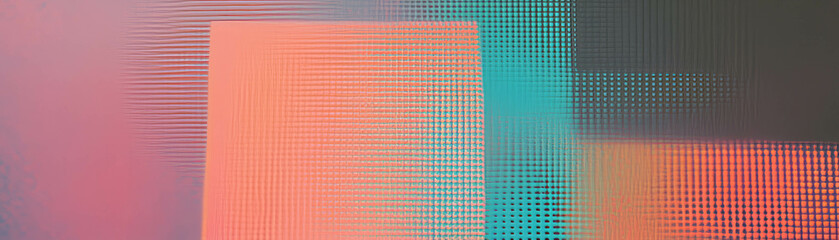 Poster - Overlapping rectangles create a dynamic halftone texture on grunge background