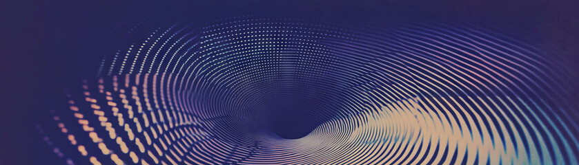 Poster - Spiral pattern with halftone texture showcasing increasing dot size towards center