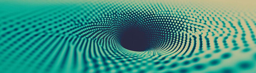 Poster - Swirling halftone pattern creates a vortex in a textured background