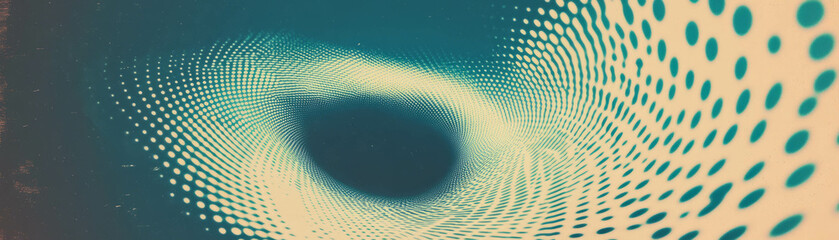 Poster - Swirling vortex created by halftone dots on a textured grunge background