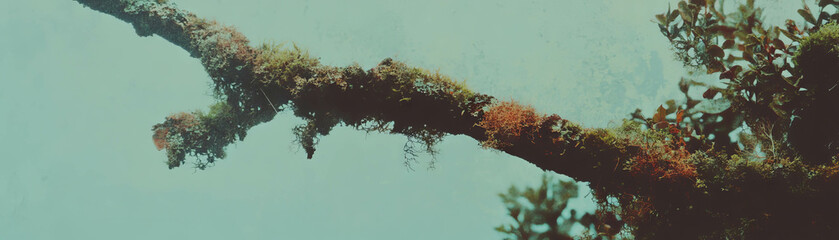 Poster - Textures of a moss-covered branch showcasing natural beauty and aged character