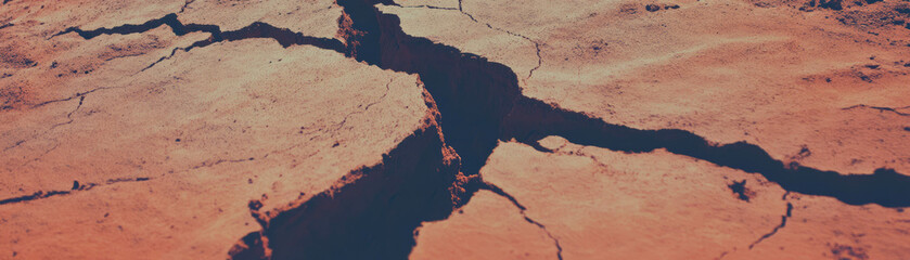 Aufkleber - Cracked dry earth revealing deep fissures and textures with halftone effect