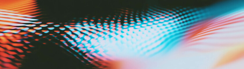 Poster - Overlapping transparent circles form intricate moire patterns with halftone texture