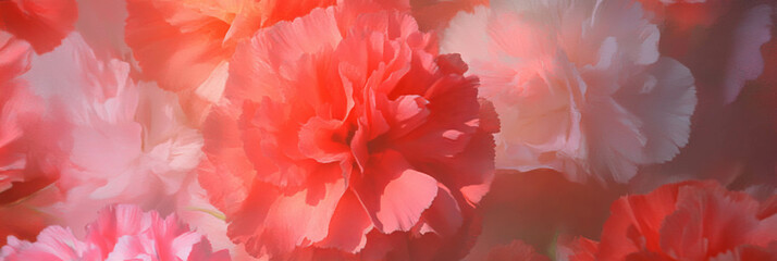 Poster - Bright carnation florets display vibrant colors in a garden setting during springtime