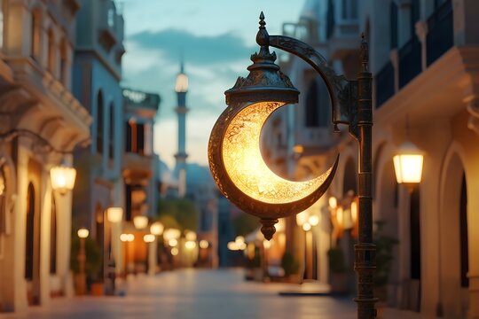 Ramadan kareem arabic lantern with candlelight. Muslim holiday, Islamic ramazan fasting on isolated transparent background.