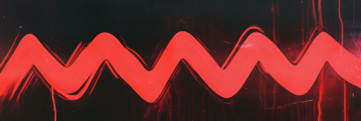 Poster - Crimson zigzag pattern on a dark background showcasing modern design elements with texture