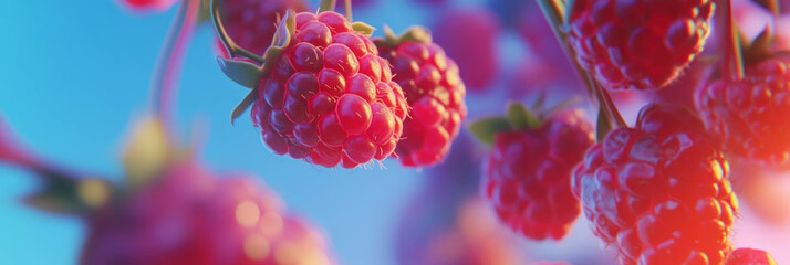 Poster - Vibrant fresh berries showcasing juicy textures for an appealing background