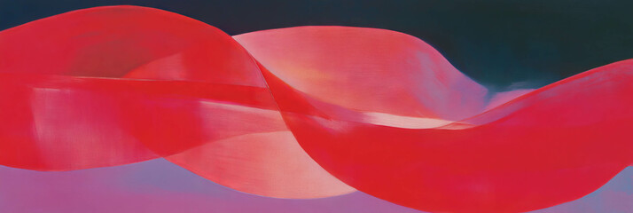 Poster - Gentle crimson arcs swirling gracefully through a vibrant, abstract space