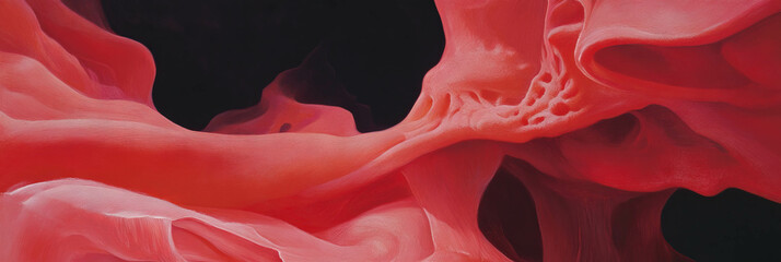 Aufkleber - Crimson arcs flow gracefully in a surreal, abstract landscape showcasing organic forms