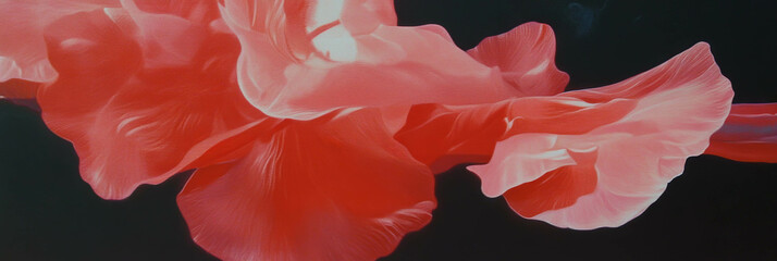 Poster - Striking display of ruby petals against a dark backdrop at dusk