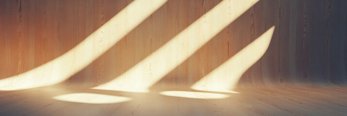 Poster - Soft light illuminating smooth light wood paneling for a serene background
