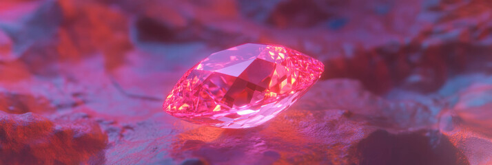 Poster - Ruby gem emits a radiant glow in a vibrant setting with abstract colors