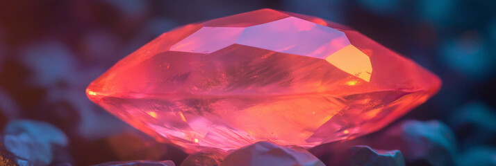 Poster - Glowing ruby gemstone reflects vibrant colors in a captivating display