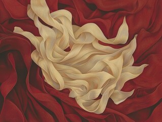 Poster - Elegant white curves amidst red petals abstract art still life indoor close-up beauty concept