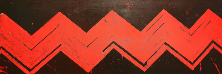 Poster - Bright red zigzag patterns on a dark background create an eye-catching visual display
