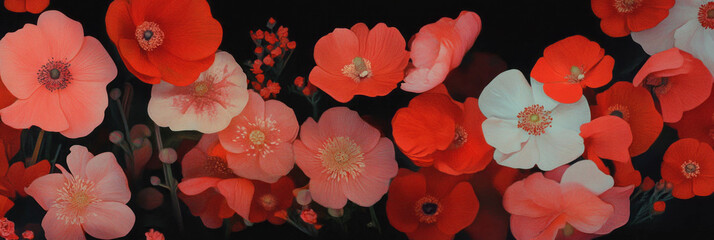 Poster - vibrant ruby florets bloom against a dark background in a stunning floral display