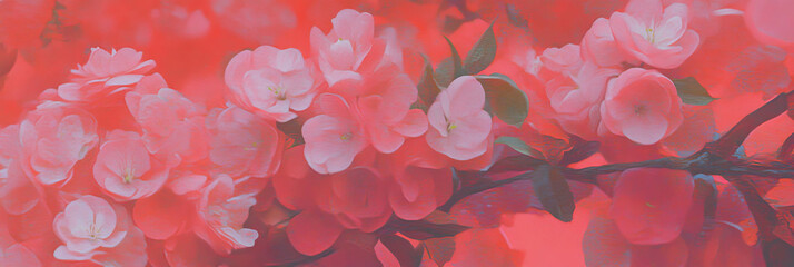 Poster - Radiant cherry florets bloom vibrantly in a lush spring garden